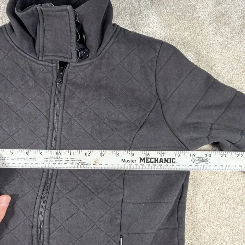 North Face Womens Caroluna Quilted Full Zip Jacket Medium Dark Gray Fleece Lined